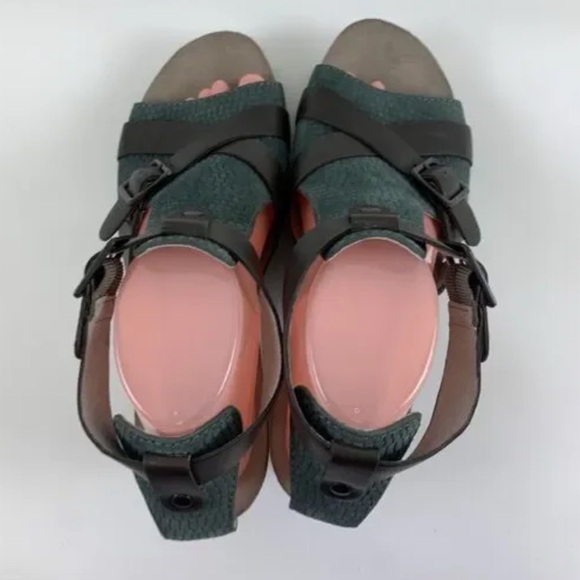 Dansko Nubuck Leather Dominique Sandal Heel Buckle Teal Brown Sz 38 (7.5) - Picture 7 of 14
